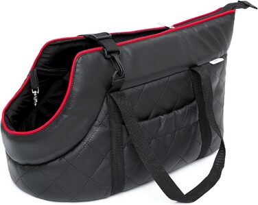 Чорна сумка-переноска для собак та котів до 5 кг з екошкіри (25 x 50 x 27 см)