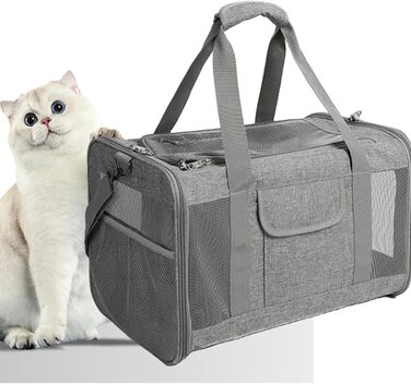 Транспортна сумка для собак Haustier – зручна та складна сумка-переноска для собак, Oxford-тканина (рожева/сіра)