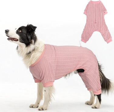 Піжама для собак SCENEREAL: теплий зимовий костюм, пуловер для цуценят та великих собак, рожевий, розмір S/M (Обхват грудей 51 см), L (Обхват грудей 66 см)