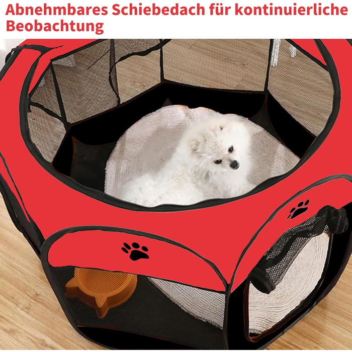 Розкладний вольєр для цуценят, переносний вольєр для собак, загон для тварин у приміщенні 74x43 см (Червоний)