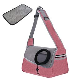 Сумка-переноска для собак і котів, рожева, 36x21 см, з відділенням для речей