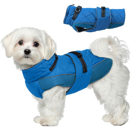 Зимовий теплий пуховик для собак S, блакитний. Тепла куртка для маленьких собак, наприклад, Цвергшнауцер. Захист від холоду та снігу.