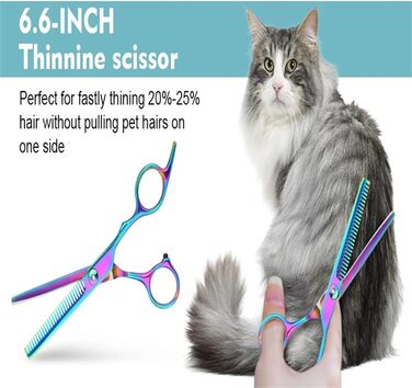 Професійний набір ножиць для собак 6 в 1: 6,6' - ідеально для грумінгу собак, котів та інших тварин. Включає прямі, зубчасті та вигнуті ножиці (фіолетовий)