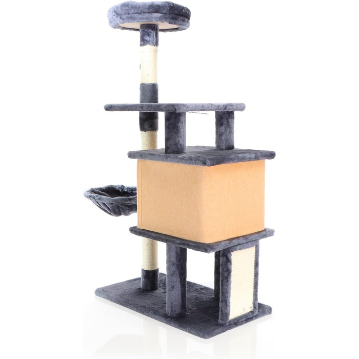 Котячий будиночок з когтеточкою Fudajo, 112 см, з лежаком та платформами
