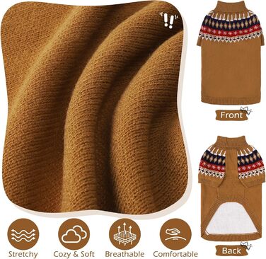 Пуловер для собак EXPAWLORER Fair Isle з візерунком Fair Isle - стильний одяг для собак, в'язана жилетка, пуловер для цуценят, теплий пуловер з коміром-стійкою для маленьких, середніх та великих собак, розмір M (бежевий, Small)