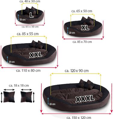 BedDog® Hundebett SABA 4в1: овальне/кругле, велике, з бортиком, XL, мокко (чорний/коричневий), 85x70x23 см