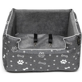 Автокрісло для собак Boutique Zoo | М'яке автокрісло для собак, котів та інших тварин | На заднє сидіння, пасажирське сидіння | Лежанка для собак, переноска для собак | Поліестер, штучна замша | Колір: Сірий | Розмір: M (47x40 см)