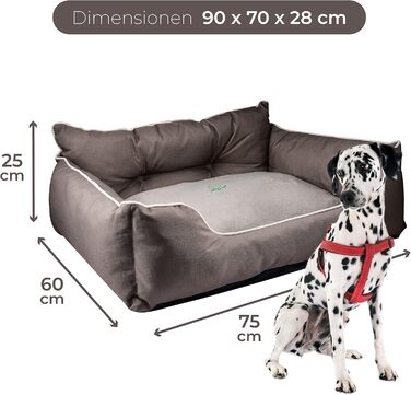 Ліжко для собак Benetton, коричневе, 90x70x28 см, ергономічне, знімний чохол