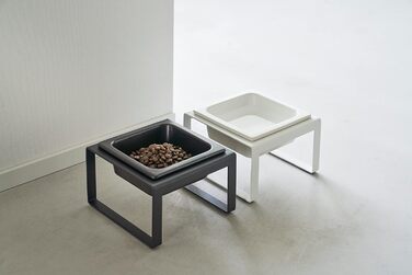 Миска для корму тварин Yamazaki 5817 Tower на підставці, чорна, сталь/кераміка, мінімалістичний дизайн, 15 x 15.5 x 10 см