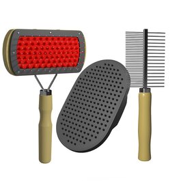 Набір щіток для собак та котів преміум-класу 3 в 1: щітка, зчесалка, гребінець | Для довгої, короткої шерсті, підшерстка