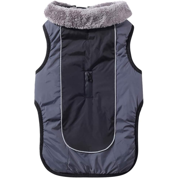 Тепла флісова нашийникова куртка для собак середніх порід, водонепроникна бавовняна куртка для холодної зими, чорний колір, розмір M