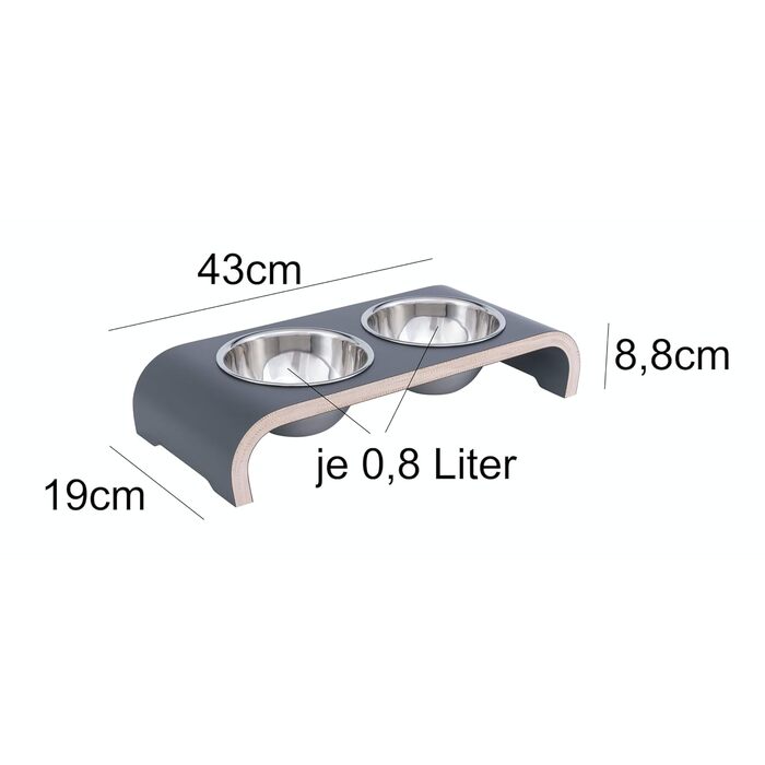 Набір мисок для собак MilaCasa - 2 шт. Підвищені миски для корму та води для собак - сірий колір