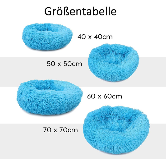 М'яке ліжко для собак та котів Donut 50 см - блакитне, для маленьких та середніх порід