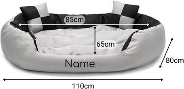 Ліжко для собак Lionto 4-в-1 з поворотним подушкою, 85x70 см, з міцного оксфорду, водовідштовхувальне, для котів та собак, з глибоким входом, з декоративною подушкою (сірий/чорний)