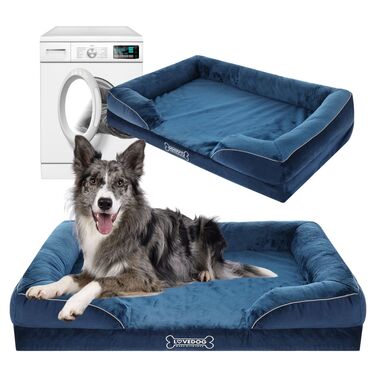 Ортопедичне ліжко для собак Lovedog, блакитне, 90 см x 60 см