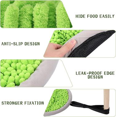 Schnüffelmatte для собак POPETPOP: миюча, з присосками, килимок для корму, великий/маленький, зелений (42 см)