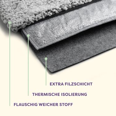 Самогріюча ковдра для собак та котів сірого кольору 60x45 см - М'яка та затишна ковдра для котів - Звукоізоляція - Пральна наволочка - З антиковзною основою