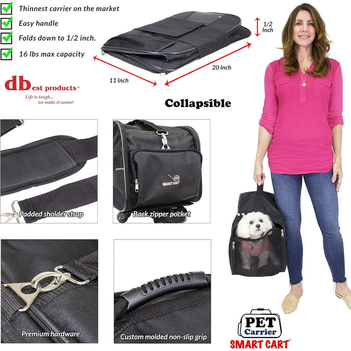 Переносна сумка для тварин Pet Smart, чорна, середнього розміру, м'які стінки, складана, для собак та котів, дозволена авіаперевозками