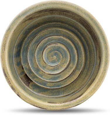 Керамічна миска для собак та котів KRAFTSPIRALE (зелено-блакитна) - ручної роботи, об'єм 0.6 л, висота 6 см
