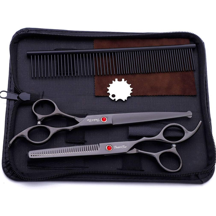 Набір професійних ножиць для грумінгу домашніх тварин 7,0 дюймів (3 шт.), нержавіюча сталь, безпечні закруглені кінчики, для собак та котів