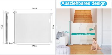 Захист для воріт Naizy Rollo: сітка для собак та дітей, захист сходів, 180 см, білий