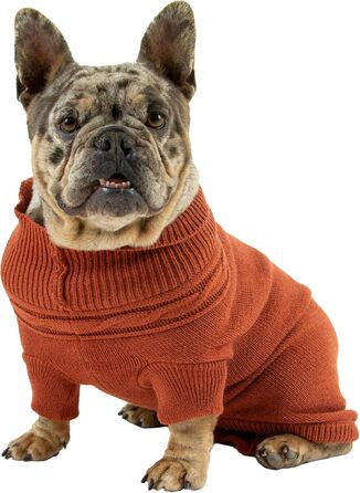 Пуловер для собак Ancol Klassischer Zopfmuster, теракотовий, розмір S. Теплий вовняний пуловер для тварин з отвором для шлейки, петлі на ніжках та роллю коміра.