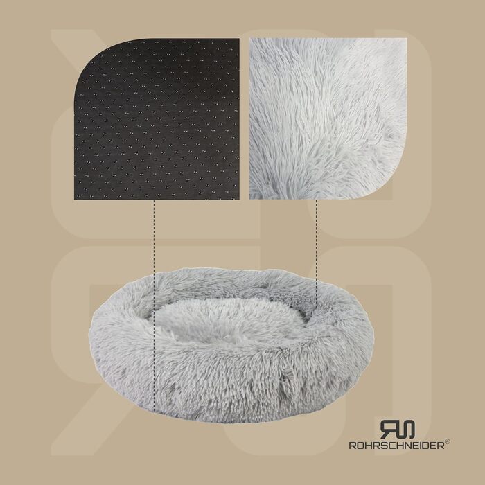 Кругла лежанка для собак Rohrschneider Donut | з набором пакетів для збору відходів | М'яке собаче ліжко для великих собак | Лежанка для собак великого розміру, діаметр 100 см, розмір L, миється | Корзина для тварин, м'яке ліжко | Розмір L, Ø 100 см, 100 