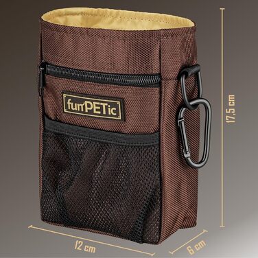 Набір для годування тварин funPETic: сумка для ласощів та складна миска з силікону. Сумка для корму з 4 відділеннями, варіанти носіння, карабін у подарунок. Ідеально для собак, коней та дресирування.