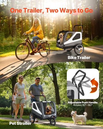 Велосипедний відсік для тварин VEVOR - для маленьких та великих собак, складаний, з колесами