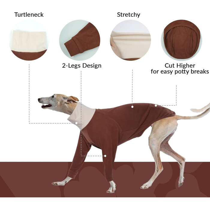 Теплий пуловер для віндхундів та віппотів (вайєт) з флісу, армійсько-зелений та коричневий кольори, розмір XL