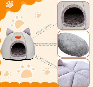 Кігтеточка-будиночок для котів, тепла та м'яка печера-ліжко для кошенят та дорослих котів (сірий, L)