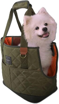 Сумка-переноска для тварин, стежка, маленька переноска-слінг на плече з м'якими боковинами, переноска для цуценят без зайняття рук для щоденного використання, на вулицю (темно-зелена)