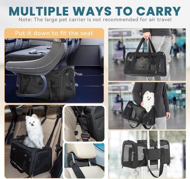 Транспортна сумка для собак та котів Petsfit, чорна, складана, дихаюча