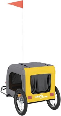 Причіп для велосипеда для собак Жовтого та Сірого кольорів, Oxford-тканина та сталь, LH33839