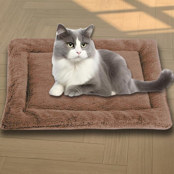 М'яке ліжко для котів та собак, тепле гніздище, ліжко для домашніх тварин, преміум-фланель, двостороннє (XL - 90 x 75 см, L-65*55CM), коричневе