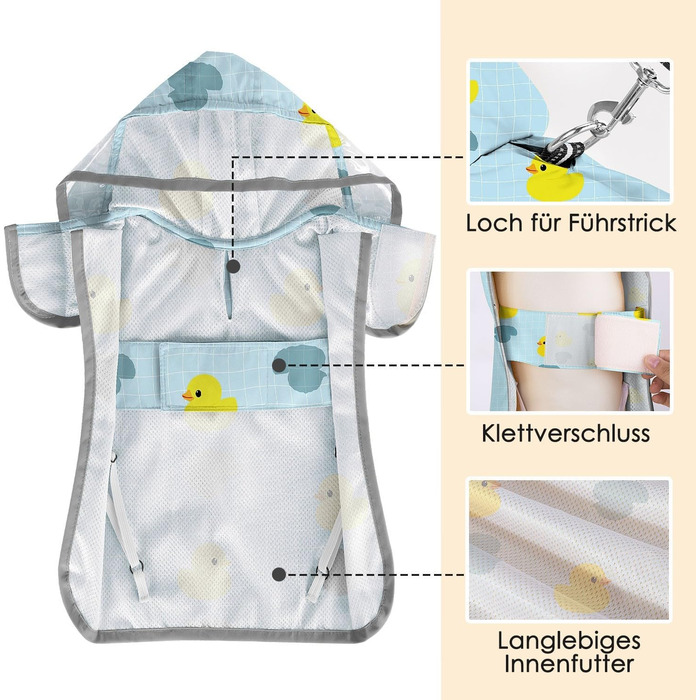 Водонепроникна дощовик для собак SowTon з капюшоном, XL, качка