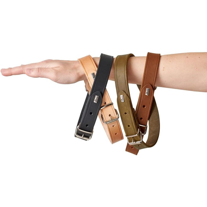 Нашийник для собак HUNTER AALBORG, колір: коньяк, міцне шкіряне обплетення, ідеальний для спорту та повсякденного використання, з шкіряним брелоком, Made in Germany, розмір 37 коньяк 37