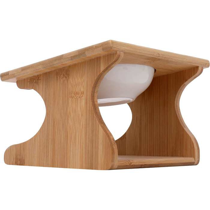 Ергономічна годівниця для котів Limmby з кераміки та бамбукового каркасу | Підвищена годівниця з об'ємом 250 мл