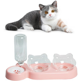 Автоматичний поїльник для котів та собак | Набір мисок з дозатором води | Безпечний, знімний, BPA-Free (Рожевий)
