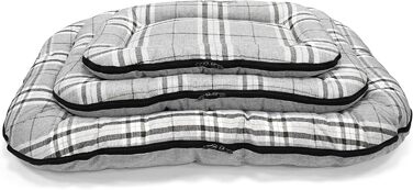 Ортопедичний лежак для собак Преміум Hugo Check з Memory Foam. Підходить для собак маленьких, середніх та великих порід. Знімний та пральний чохол, сірий в клітинку, розмір S (62x35x7 см)