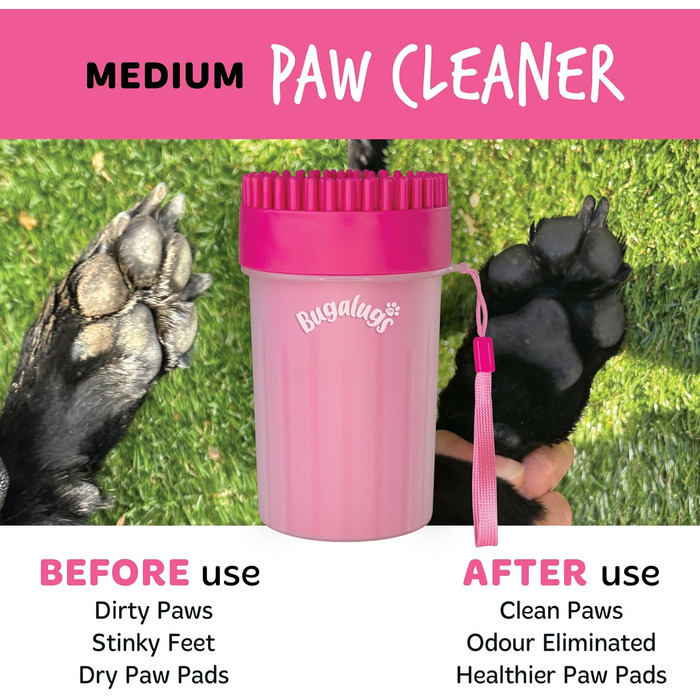 Очисник лап для собак Bugalugs: портативний душ для лап для собак та котів (середній)