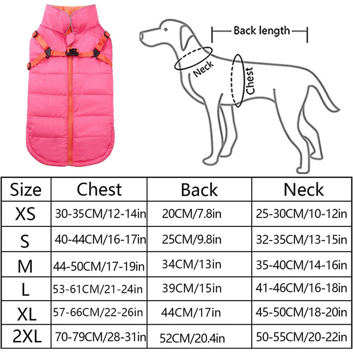 Зимові куртки для собак, шлейки, водонепроникна куртка з флісовою підкладкою, світловідбиваюча, персоналізована, для маленьких собак, оранжевий, XL (довжина спини: 44 см), XS (довжина спини: 20 см), рожевий