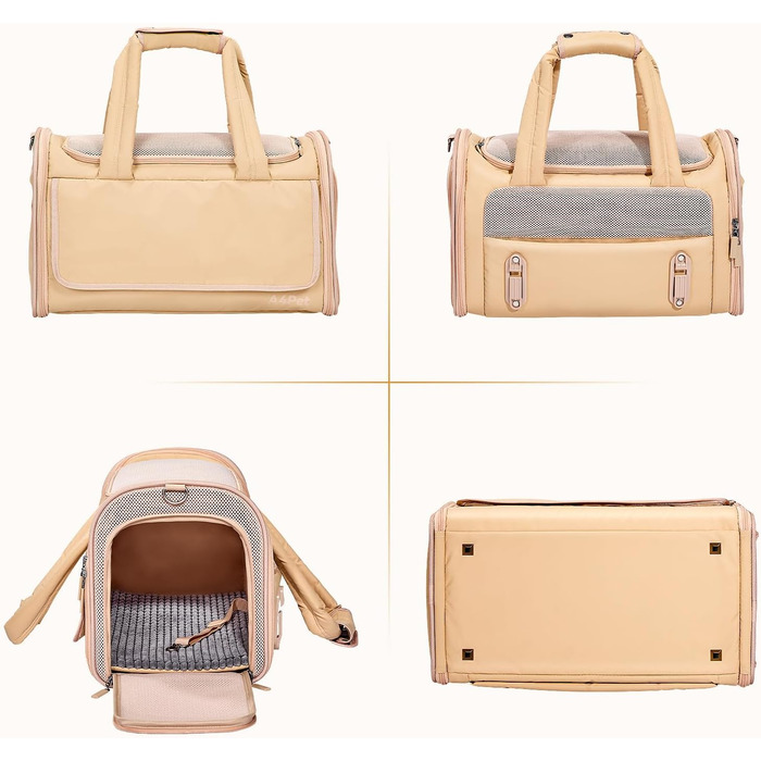 Транспортна переноска для котів та собак 4Pet, Khaki: міцна, з сіткою, для подорожей літаком та автомобілем