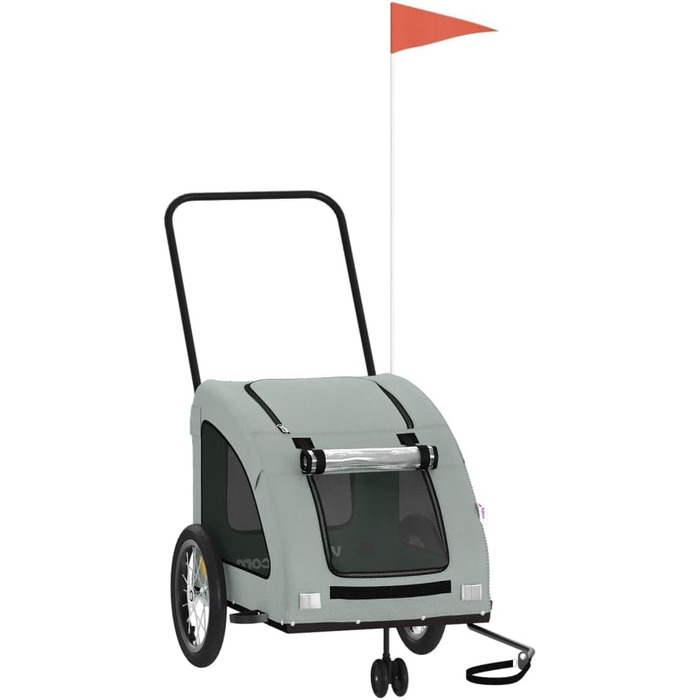 Причіп для собак Fasba: надійний та безпечний причіп для велосипеда, сірий, з прапором та відбивачами, для собак та котів, 63.5 x 124.5 x 66 см