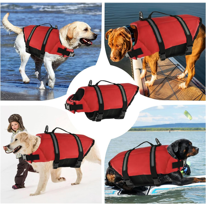 Жилет рятувальний для собак FainFun Orange, для малих та великих, регульований розмір, Ripstop, світловідбивачі, сильний плавучість