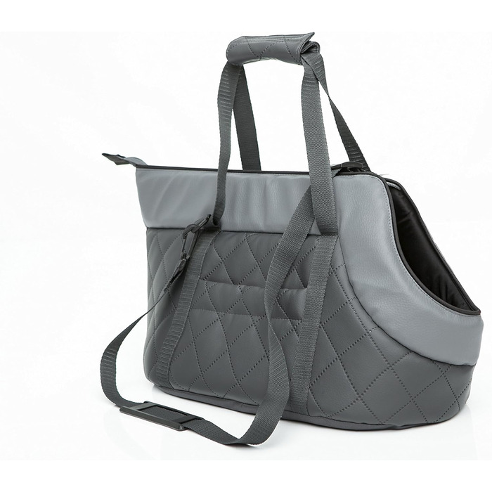 Сумка-переноска для собак і котів з штучної шкіри - переноска для маленьких тварин до 5 кг - сіра, 25 x 50 x 27 см