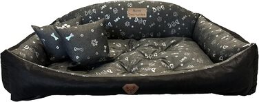 Ортопедичне ліжко для собак Dogs4Life: м'яке, миється, з можливістю персоналізації (S-XXL, сірий з срібними лапками)