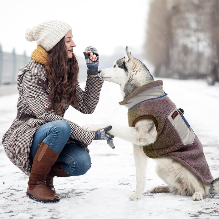 Теплий зимовий жилет для собак FeimaX з флісу, з D-початком, для малих та середніх собак, колір кава