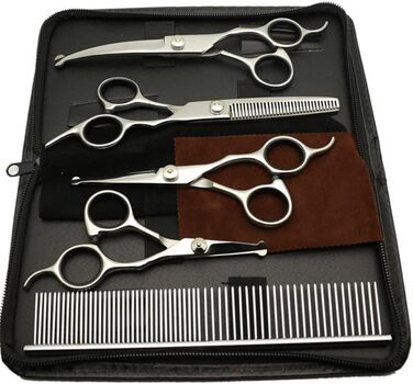 Набір професійних ножиць для грумінгу собак та котів, 4.5-6.5 дюймів, з безпечними закругленими кінцями, рожевий (чорний)