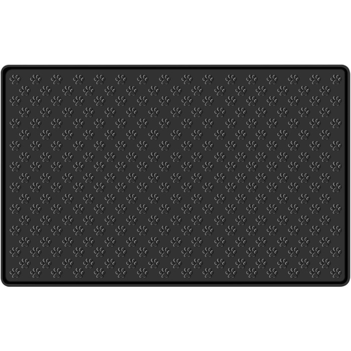 Силіконовий килимок для корму собак та котів, 54x38 см, чорний, з принтом лапок - MOACC